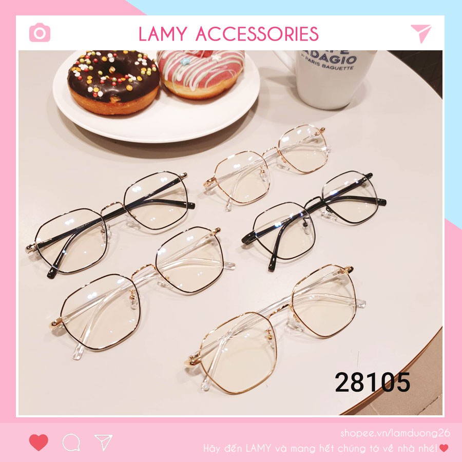 Gọng Kính Cận Viền Kim Loại Mảnh 28105 - Gọng Nhựa Phối Kim Loại Thời Trang Nam Nữ