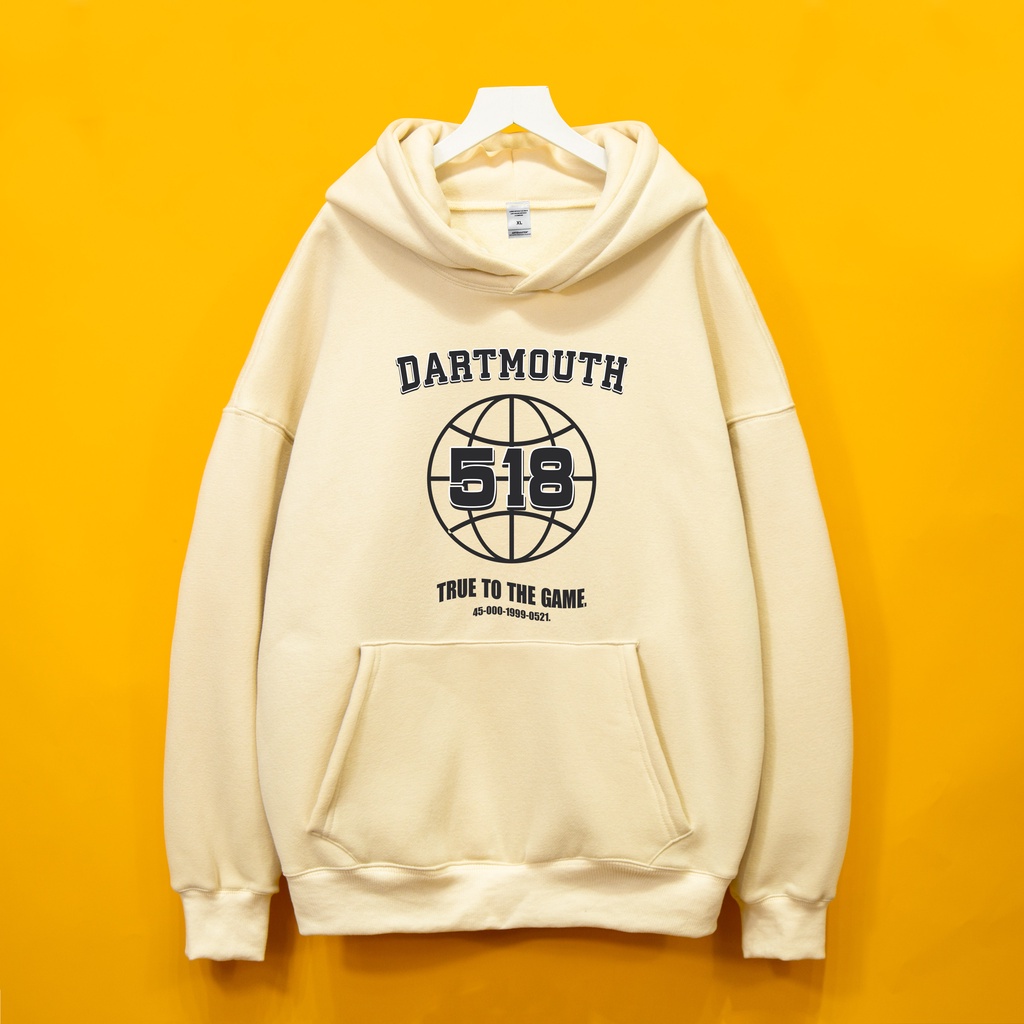 Áo nỉ Hoodie DARTMOUTH 518 Hogoto shop, áo nỉ bông cotton unisex nam nữ form rộng oversize chất liệu Cotton