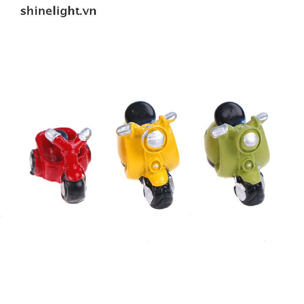 Mô Hình Xe Mô Tô Ba Bánh Mini Trang Trí Tiểu Cảnh Sân Vườn