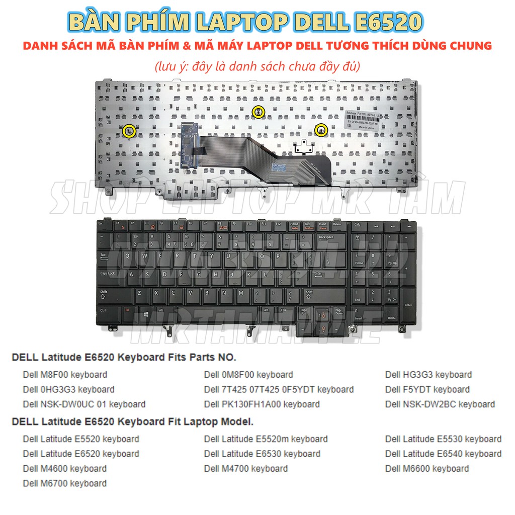 (KEYBOARD) BÀN PHÍM LAPTOP DELL E6520 dùng cho Precision M2800 M4600 M6600 M4700 M4800 M6700 M6800, Latitude E6520