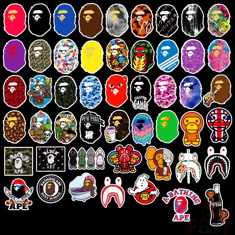 ❉ BAPE AAPE Harajuku Stickers ❉ 50Pcs/Set DIY Luggage Laptop Skateboard Decals Doodle Stickers