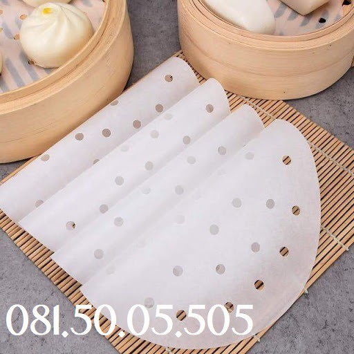 Giấy nến đục lỗ 100 tờ mỗi thếp dùng lót xửng, nồi chiên không dầu