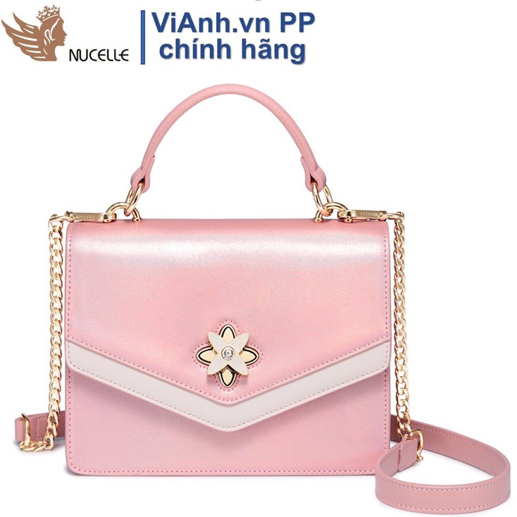 XẢ KHO SALE RẺ VÔ ĐỊCH Túi Nucelle công sở sang trọng hồng sọc trắng chéo - hoa nhỏ - ViAnh.vn