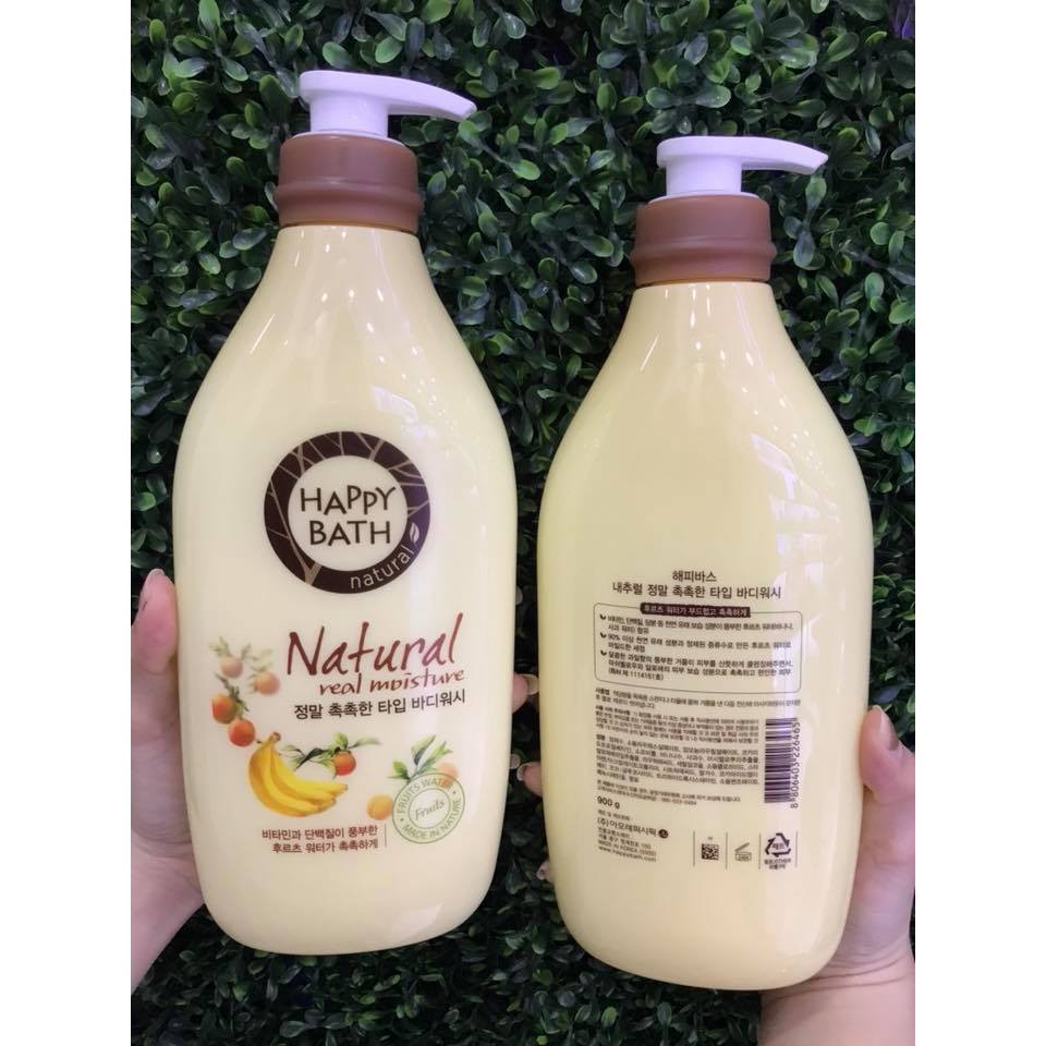 HAPPY BATH - Natural 900g (SữaTắm - Chuối &amp; Đào)