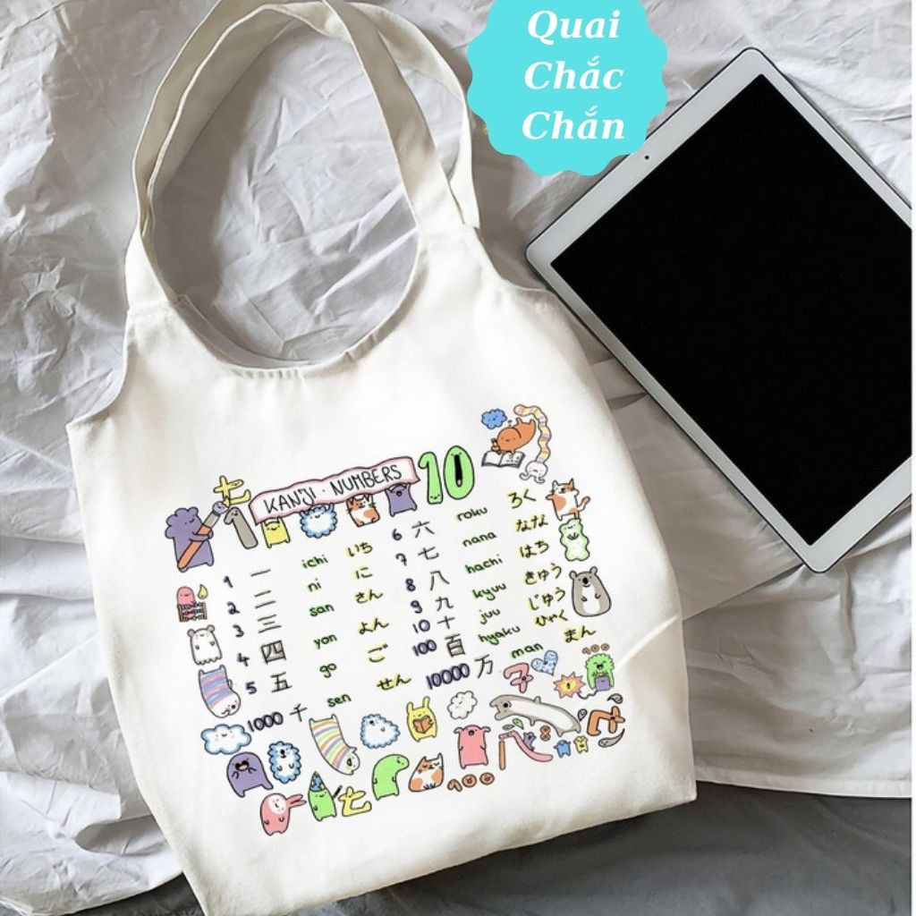 Túi tote vải canvas cute đựng đồ đi học mềm đẹp giá rẻ thời trang TX11