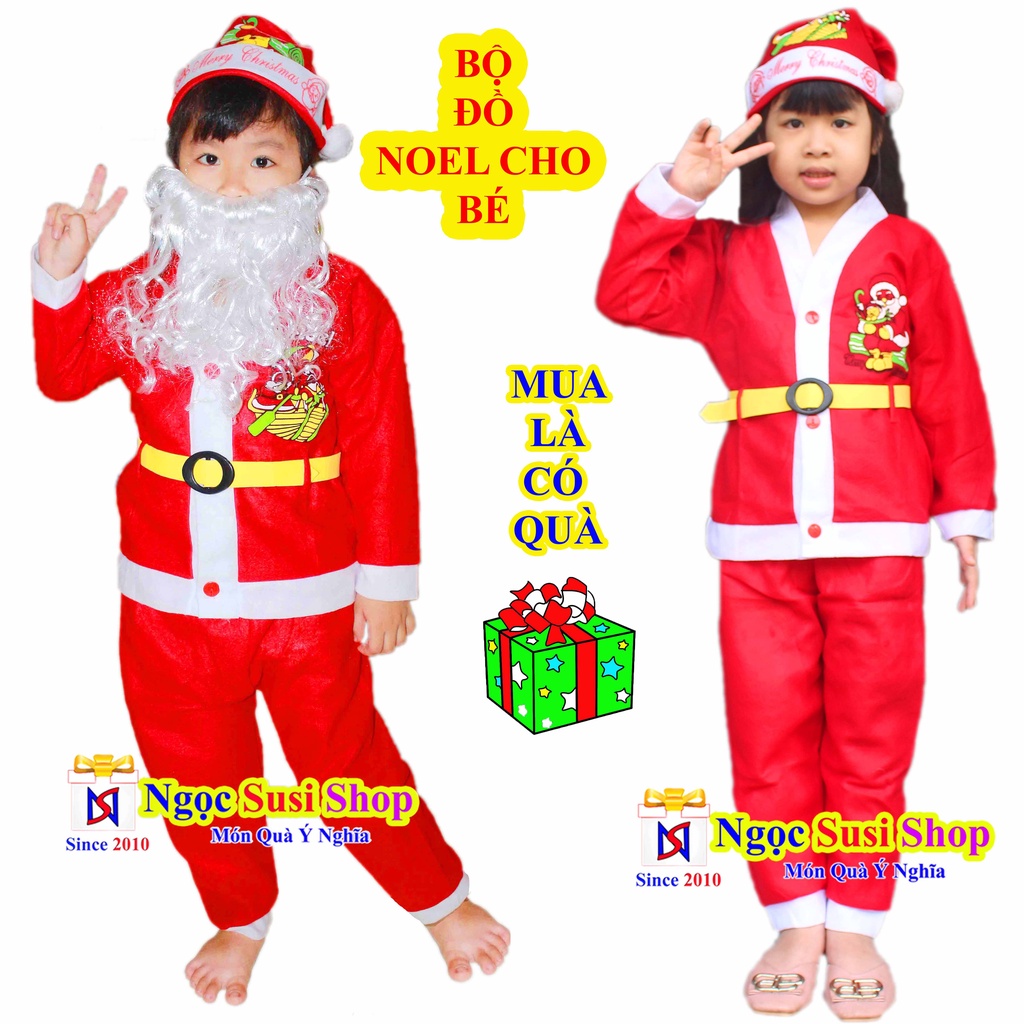 BỘ ĐỒ ÔNG GIÀ NOEL CHO BÉ YÊU TỪ 1 - 10 TUỔI - VẢI NỈ