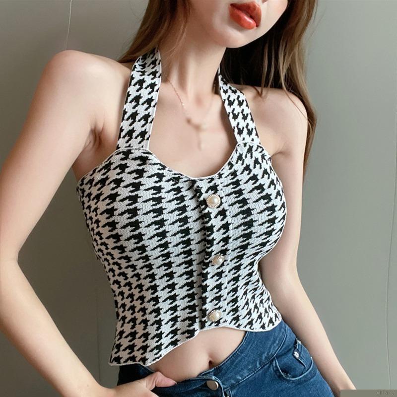 Áo croptop không tay nhẹ nhàng phong cách Hàn Quốc cổ điển quyến rũ cho nữ
