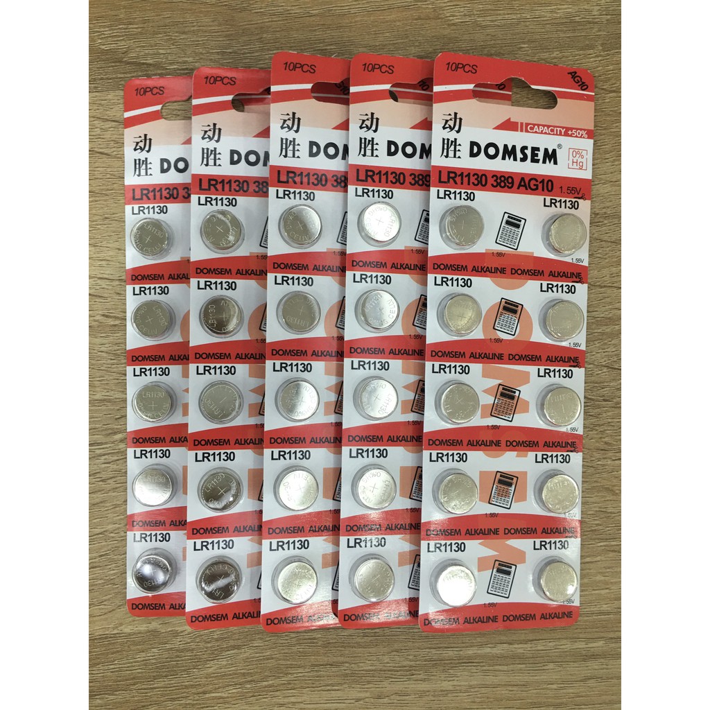 Vỉ 10 viên pin Domsem LR1130 1130 1131 AG10 G10