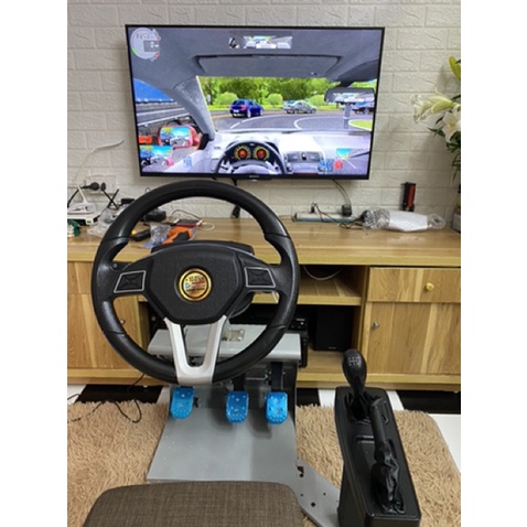 Vô lăng game Victor 2 Chân đế to chắc chắn quay 1080 Kèm Cần Số 5 số 1 số lùi, chân ga, côn, phanh Tập lái xe - học lái