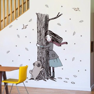 Decal dán tường cô bé mùa đông