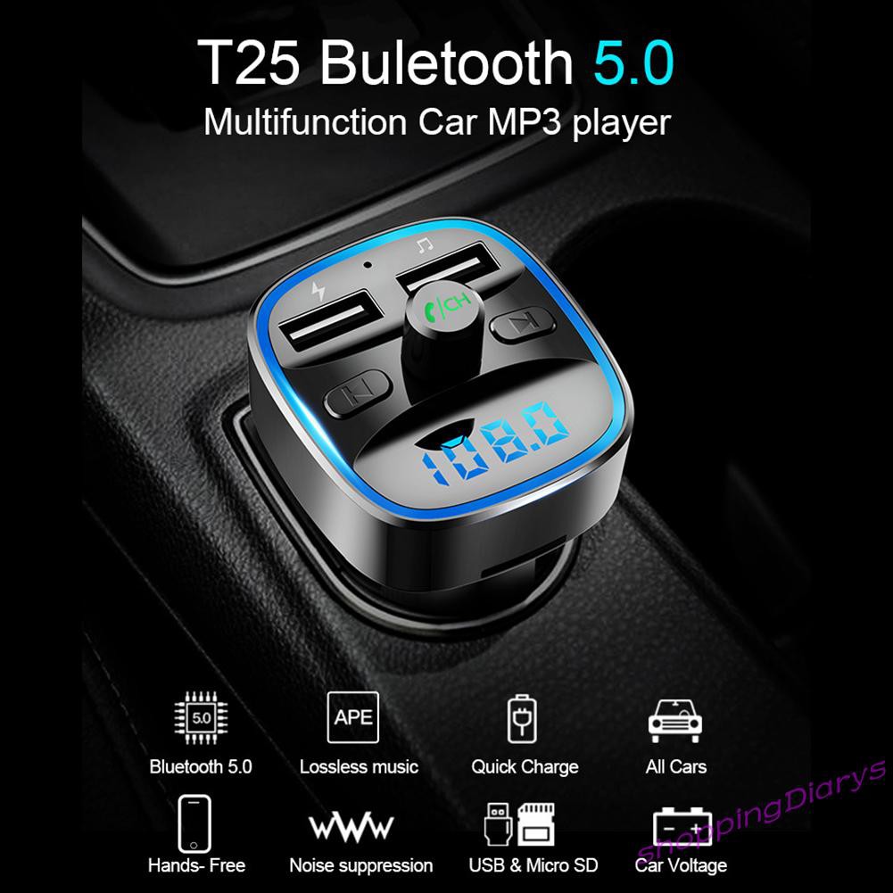 Tẩu Sạc Nhanh Mp3 Kết Nối Bluetooth 5.0 Cho Xe Hơi