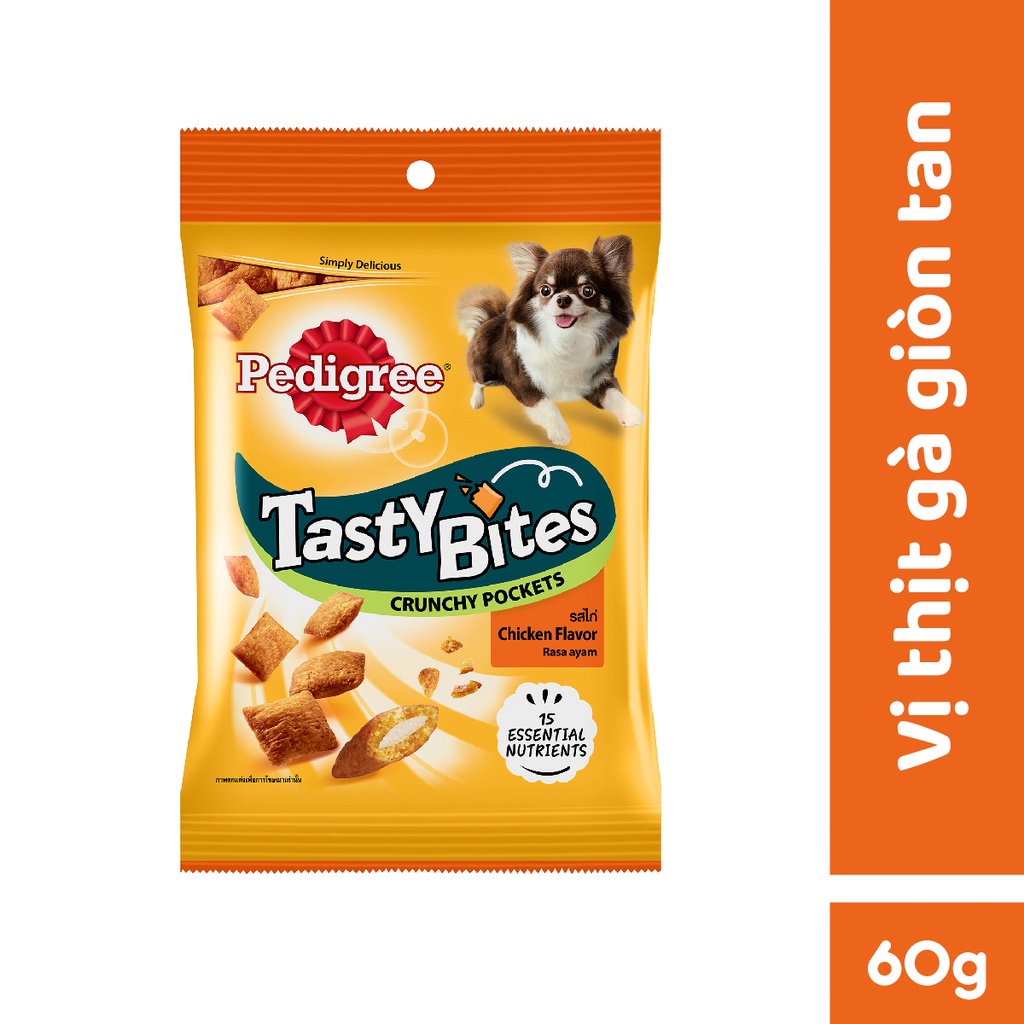 PEDIGREE Tasty Bites Bánh thưởng cho chó viên giòn tan - Vị thịt gà 60g