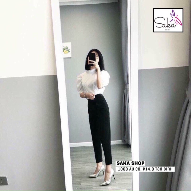Quần tây công sở nữ khoá kéo hông lưng thun phía sau vải tuyết mưa dày dặn from to