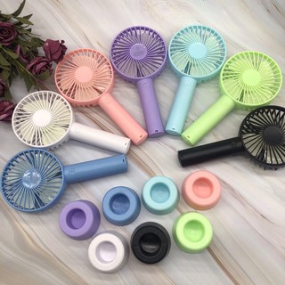 Quạt Tích Điện Cầm Tay Mini Có Đế 3 Tốc Độ Gió Siêu Mát