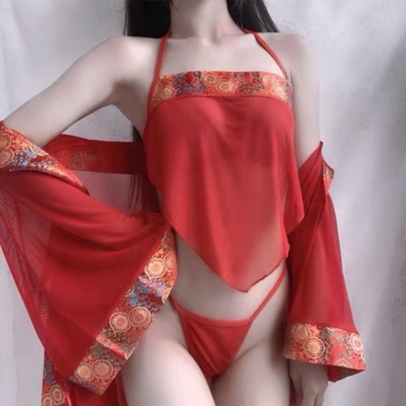 Đồ ngủ sexy gợi cảm cosplay cổ trang tơ đỏ | BigBuy360 - bigbuy360.vn