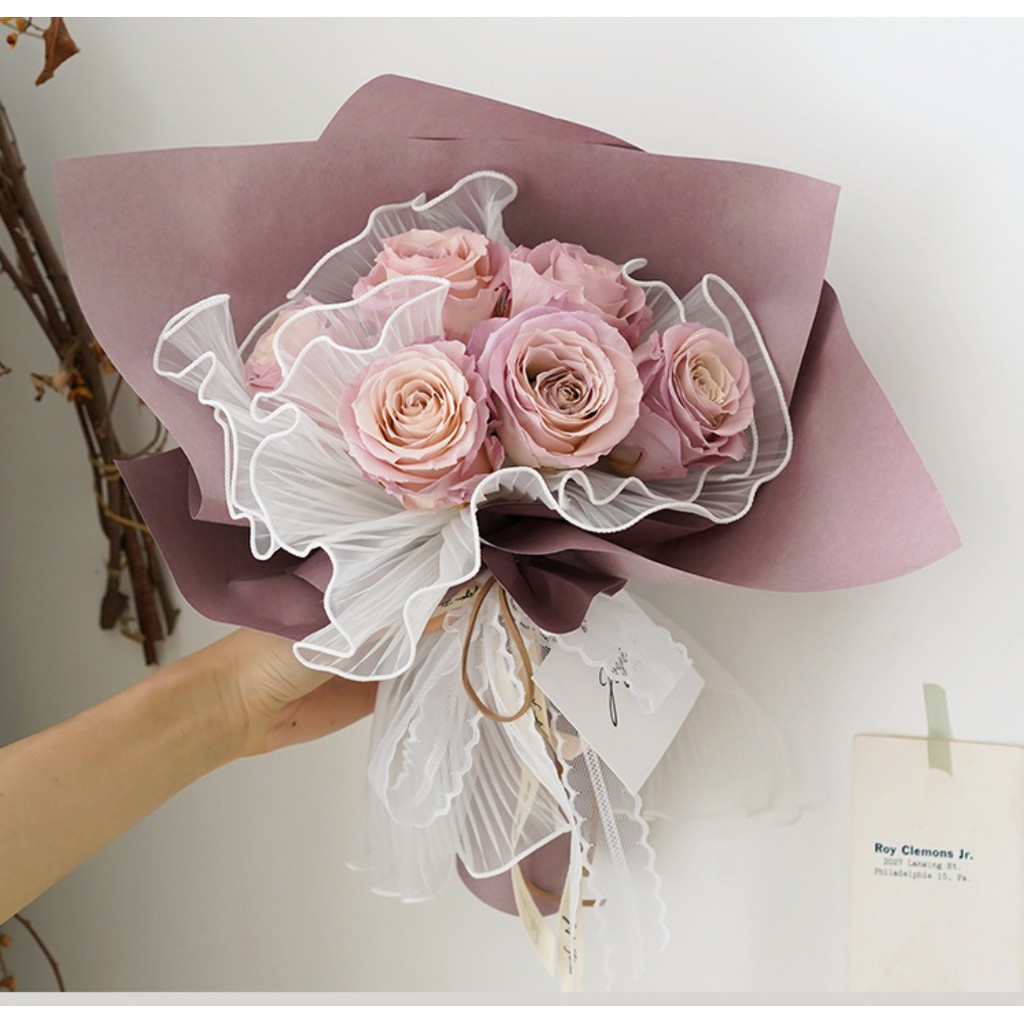 Sóng Hàn Quốc Bó hoa Bao bì Lưới Bao bì Chất liệu Giấy Sợi Hoa hồng Lưới