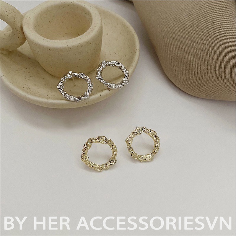 Bông tai basic tròn xinh xắn, Khuyên tai bạc 925 tròn đơn giản Her Accessories H84