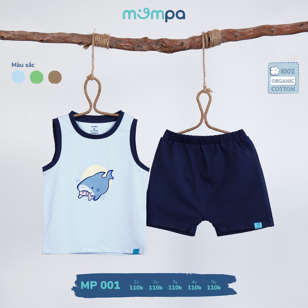 Bộ Mompa 100% cotton cao cấp siêu thoáng mát thấm hút tốt nhẹ da ba lỗ in hình thú cưng MP001