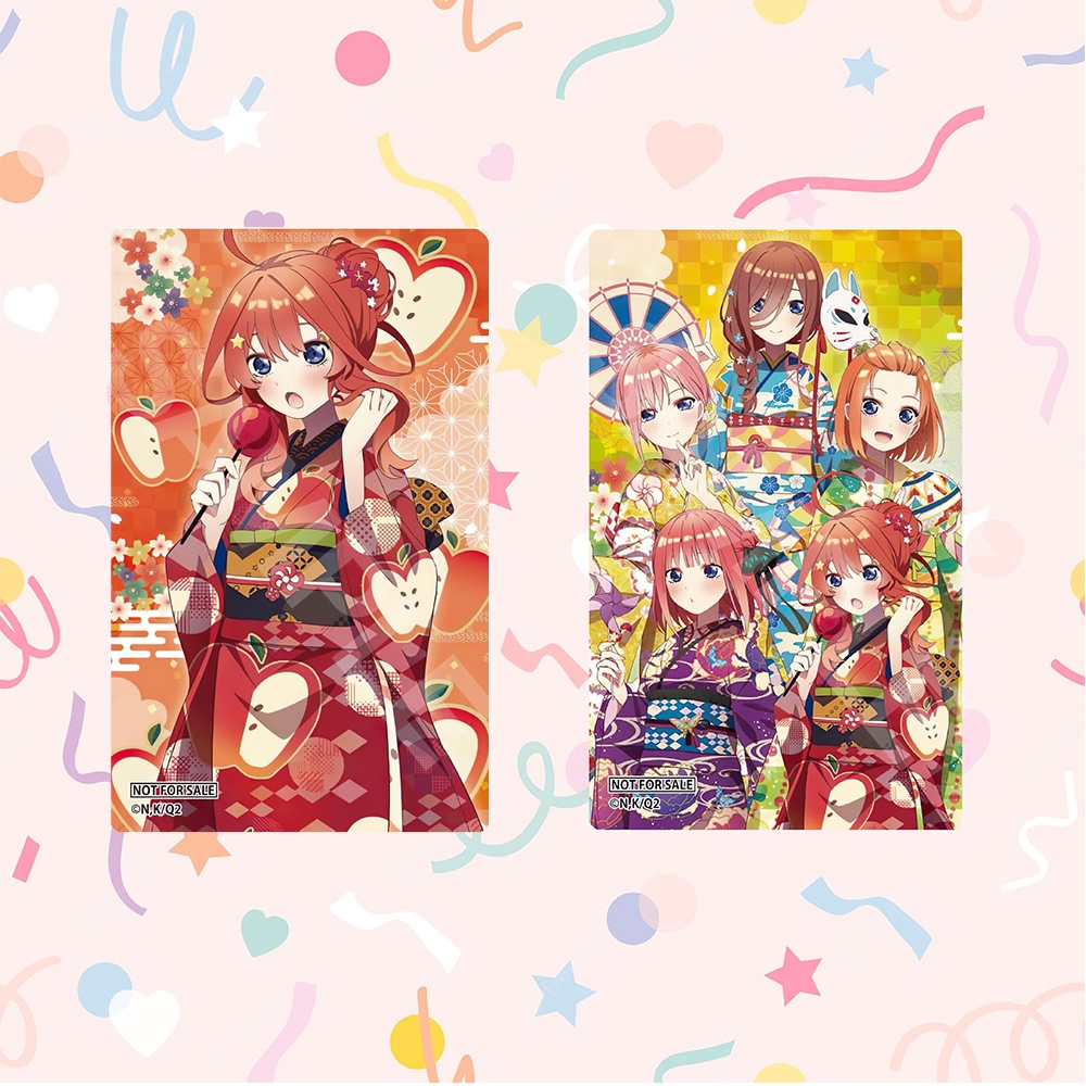 Ảnh card bo góc in hình Gotoubun No Hanayome ver LỄ HỘI - Nhà Có 5 Nàng Dâu thẻ bo viền 5*8cm 1 tấm