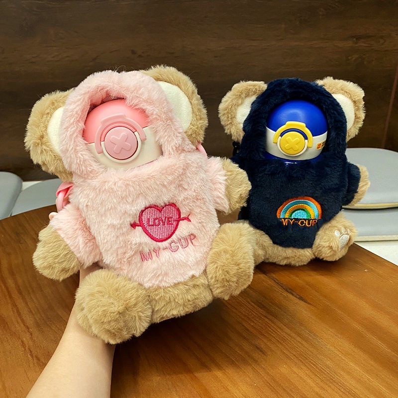 Bình nước giữ nhiệt +túi đựng bình hình Gấu Love Heart My Cup