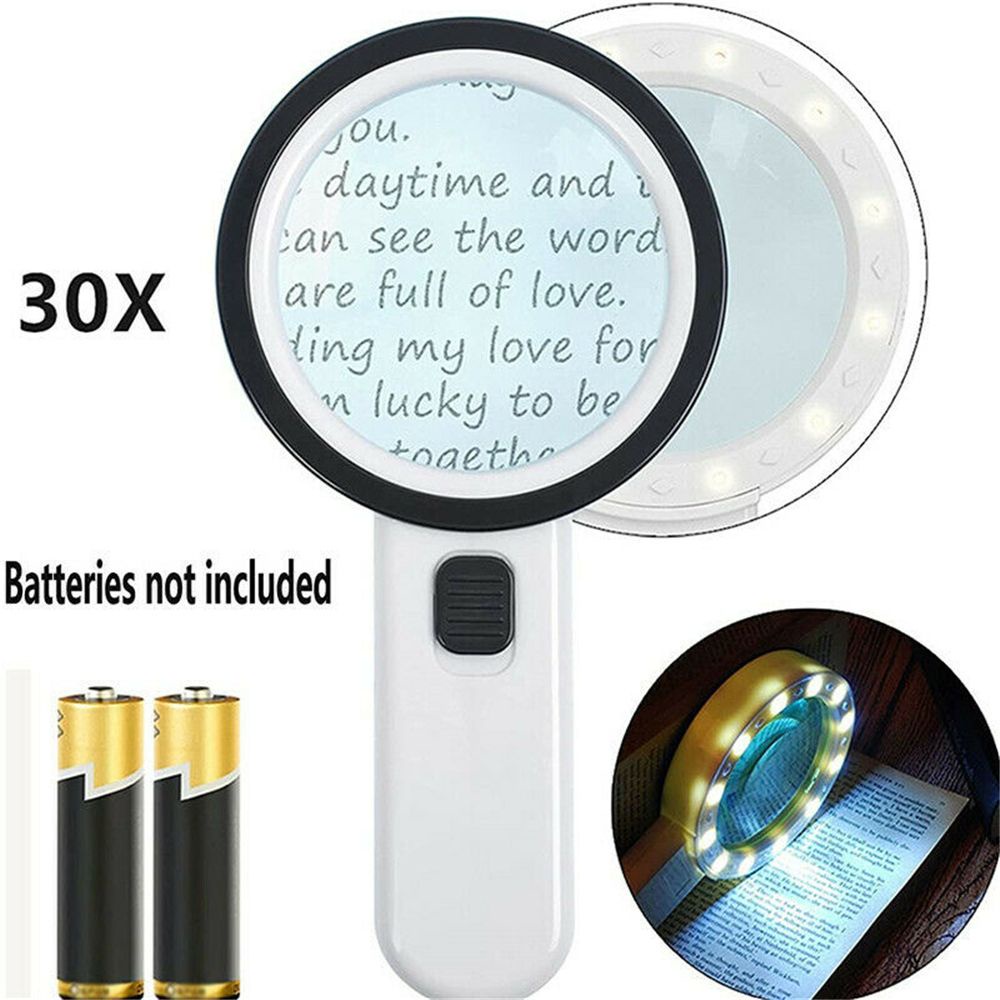 Kính lúp phóng đại 30x có đèn LED quan sát chi tiết nhỏ tiện lợi