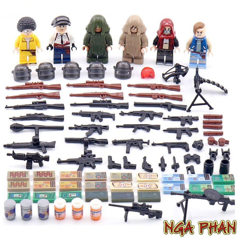 Bộ 6 Nhân Vật Game PUBG Ngụy Trang Siêu Cấp Lego Quan Guan Đồ Chơi Xếp Hình Lắp Ráp
