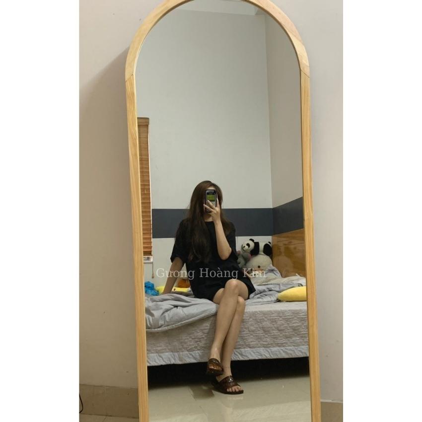 Gương soi toàn thân khung gỗ treo tường mái vòm,decor shop thời trang nịnh dáng,kích thước 60x170cm guonghoangkim mirror