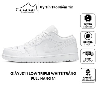 Giày sneaker jd full trắng cổ thấp 1 low all white - giày sneaker nam nữ thể thao cổ thấp cao cấp f
