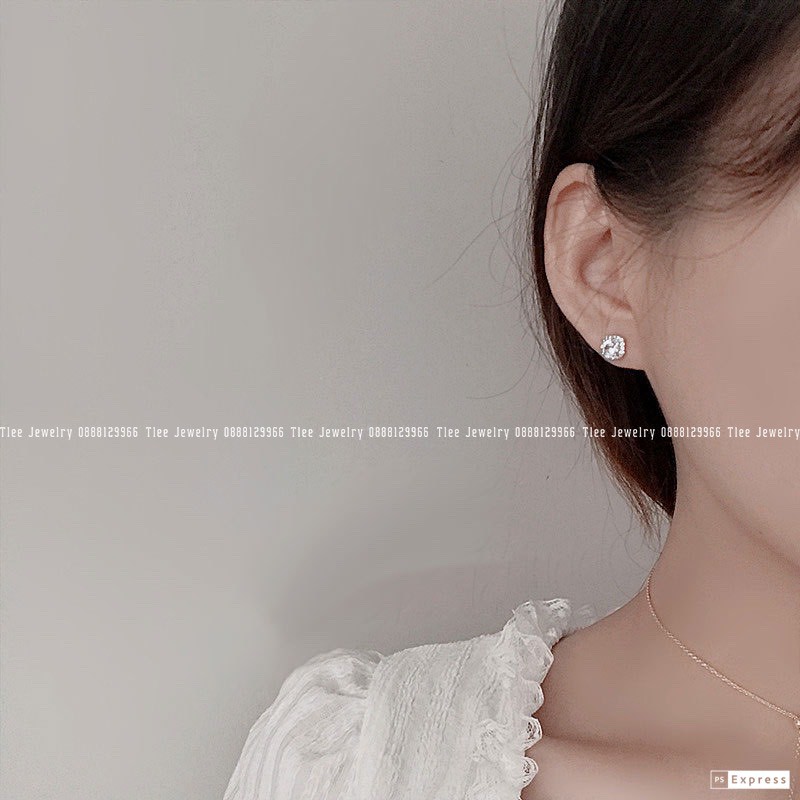 Bông tai nữ TLEE đá vuông mini sang trọng TleeJewelry B0369