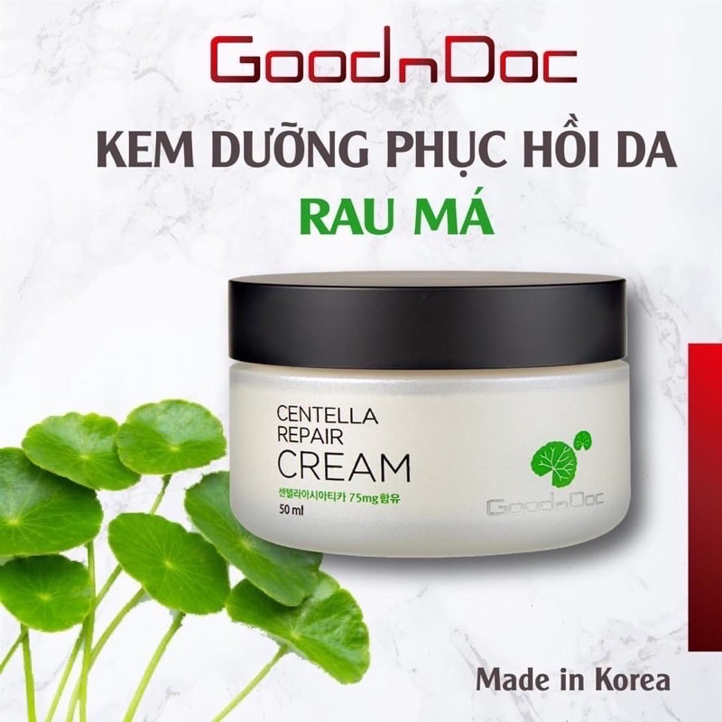 [NHẬP KHẨU] Kem rau má dưỡng trắng da GoodnDoc Centella Repair Cream 50ml