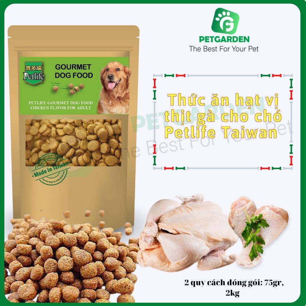 [HCM] Thức ăn hạt cho chó, cho thú cưng Petlife - Thức ăn hạt cho chó trưởng thành vị thịt gà  - Gói chiết lẻ 75g