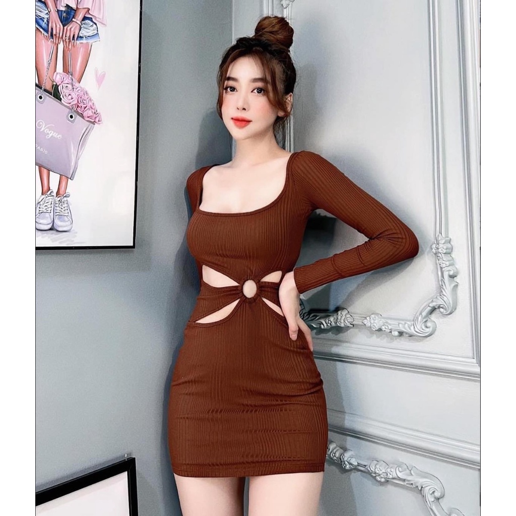 Đầm Body Tay Dài Khoen Kiểu