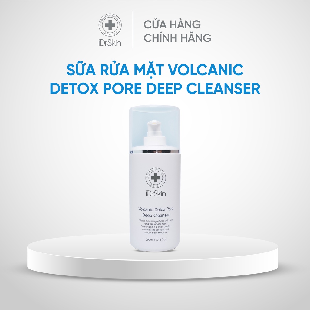 Sữa rửa mặt phục hồi iDr.Skin Volcanic Detox Pore Deep Cleanser giúp đều màu da thu nhỏ lỗ chân lông 500ml