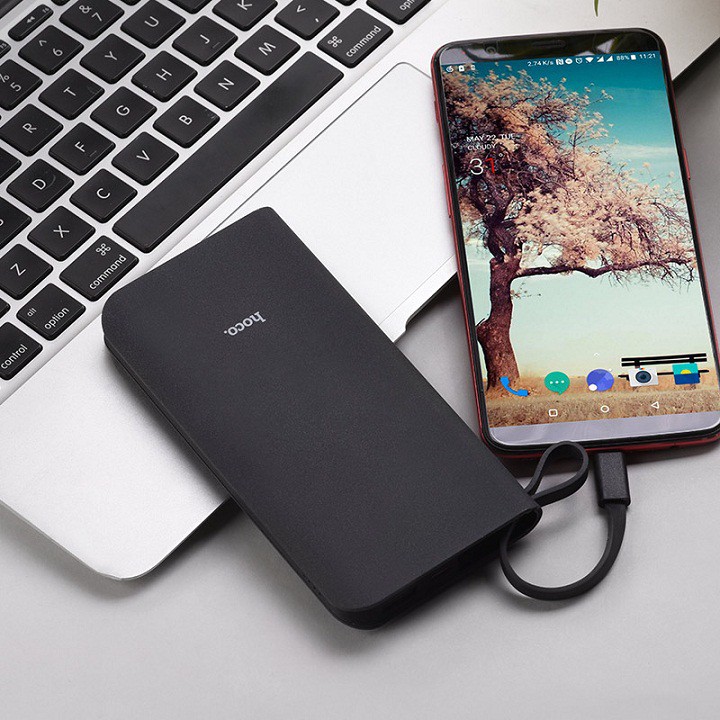 Sạc Dự Phòng 10000mAh HoCo J25 Cáp Sạc Liền Móc Đeo Cực Tiện Dụng