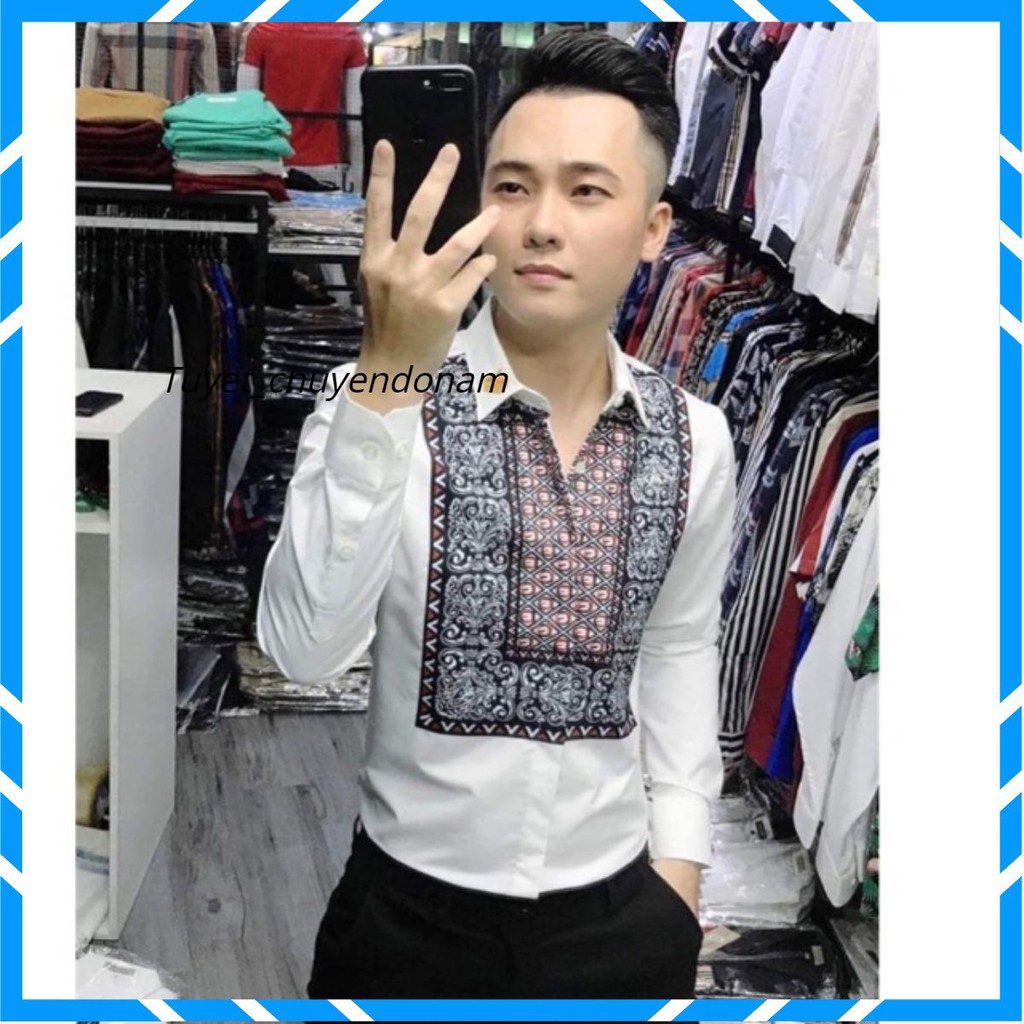 ÁO SƠ MI TRẮNG THỜI TRANG VÁ NGỰC CỰC ĐẸP ⇞ . * ^ '