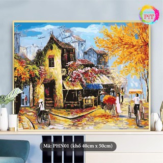 Tranh Tô Màu Theo Số - Tranh Sơn Dầu Số Hóa Hot Trend - Phố Cổ 01