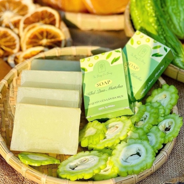 [Handmade] Xà bông thiên nhiên Khổ qua matcha hỗ trợ giảm mụn lưng mụn cơ thể dành cho body