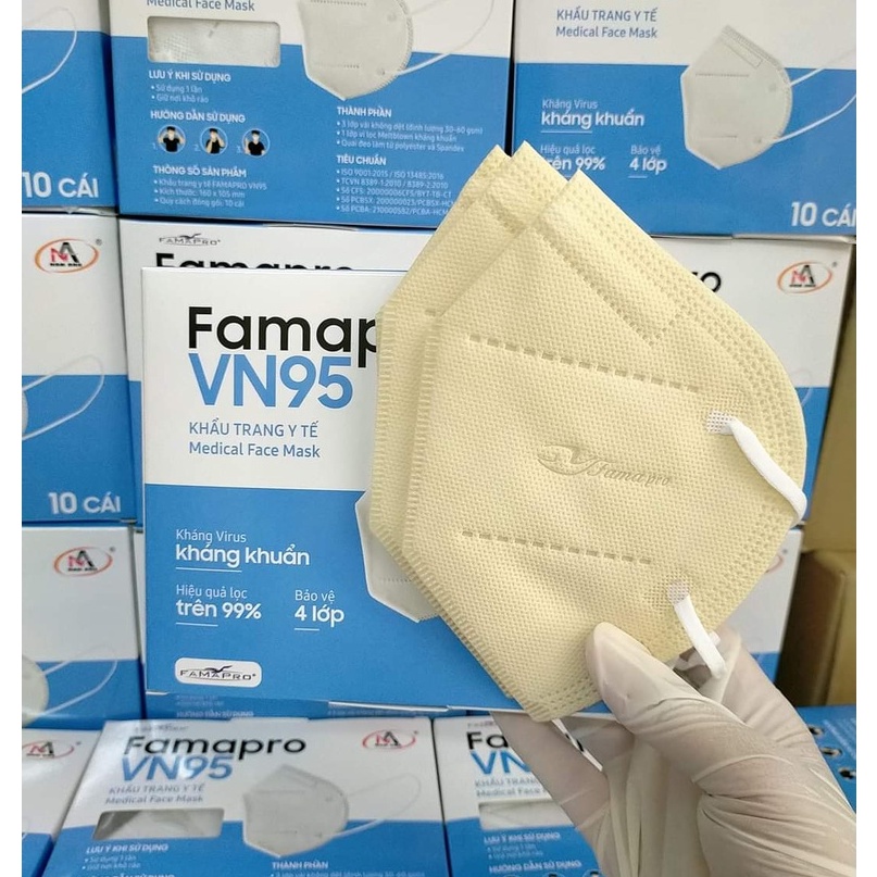 Combo 5 hộp 50 cái Khẩu Trang VN95 KHÔNG VAN FAMAPRO NAM ANH CHÍNH HÃNG HỘP 10CÁI