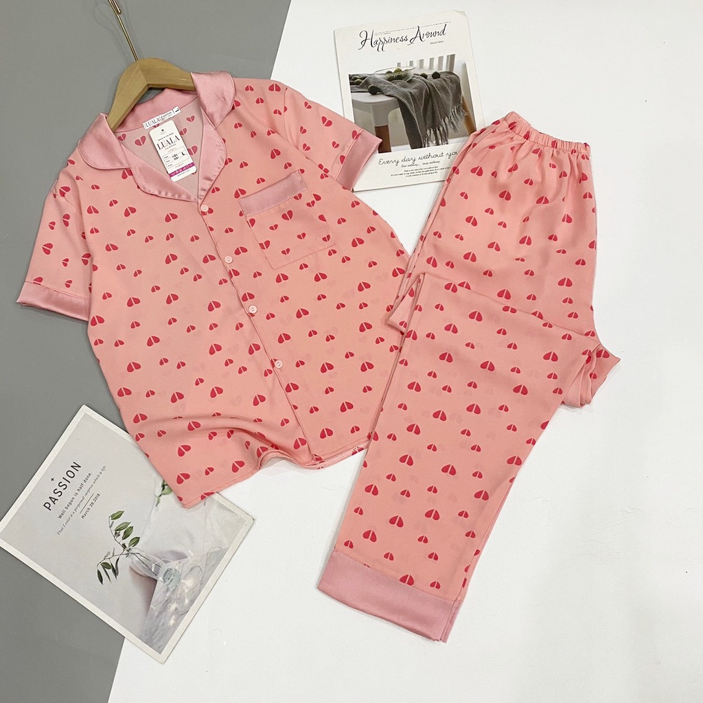 Bộ pijama mẫu cộc dài lụa latin, mango phối hàn loại 1 ♥️mềm mịn thoáng mát♥️không bai xù♥️full size