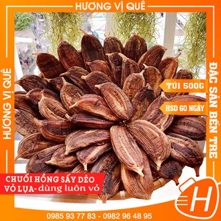 Chuối Hồng Sấy Dẻo Vỏ Lụa - Túi Hút Chân Không 500g - Đặc Sản Bến Tre