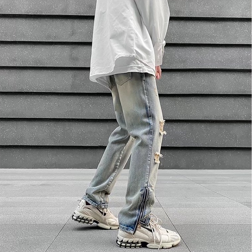 Quần Jeans Nam Dáng Rộng quần jean nam ống suông Phong Cách Thời Trang quần jean nam co giãn  Hàn Quốc quần bò nữ quần ống suông