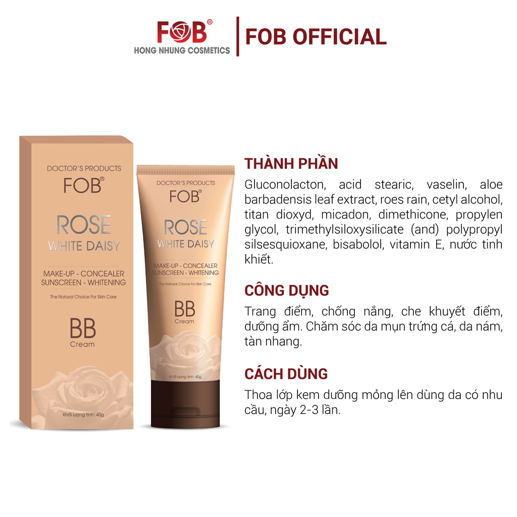 BB cream - Kem trang điểm chống nắng - FOB® ROSE WHITE DAISY