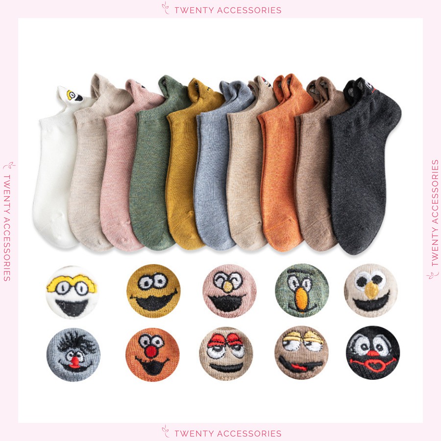 Vớ ngắn unisex thêu hoạt hình dễ thương