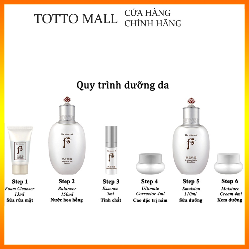 Bộ Dưỡng Trắng Da Đông Y Whoo Radiant White 7pcs - Bộ dưỡng trắng da Whoo; Bộ dư