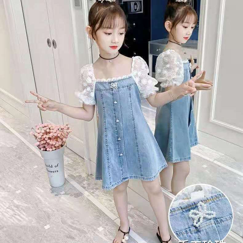 Đầm Denim Thiết Kế Mới Thời Trang 2022 Dành Cho Bé Gái