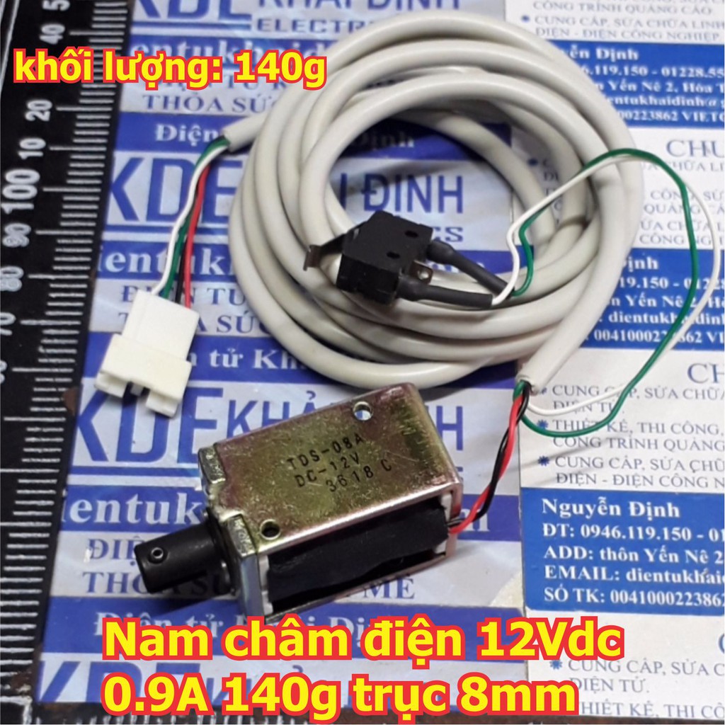 Nam châm điện 12Vdc 0.9A 140g trục 8mm kde5831