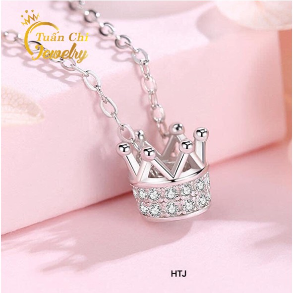 Dây Chuyền Bạc ⚡SALE SỐC⚡ Vòng Cổ Bạc Nữ Đẹp Kết Hợp Mặt Vương Miện Tiểu Thư