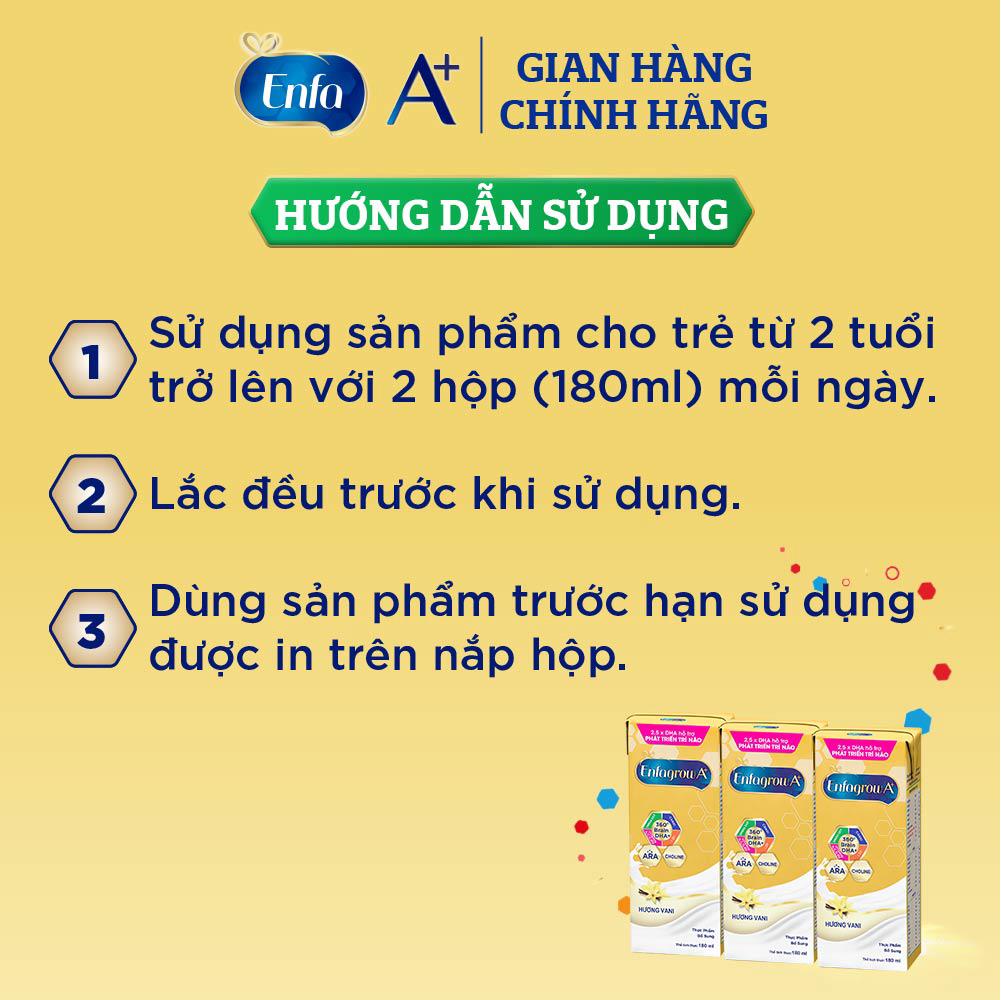 [Mã FMCGMP2 giảm 10% đơn 500K] Thùng 24 hộp Sữa bột pha sẵn Enfagrow A+ - Hương vị Vanilla -Hộp 180ml