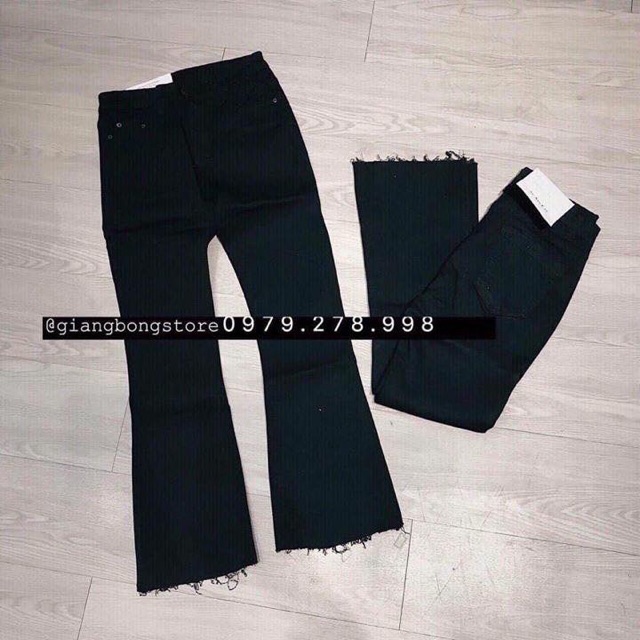 QUẦN JEANS NỮ ỐNG LOE ĐEN QUẢNG CHÂU MS17988