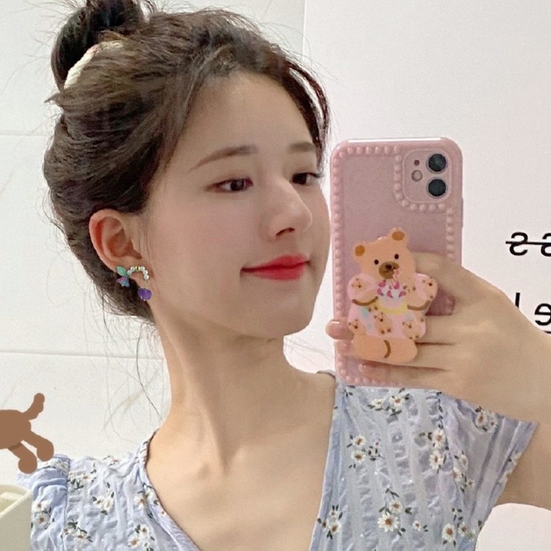 Bông Tai Hoa Lily Đính Ngọc Trai Nhiều Màu Dễ Thương Phong Cách Nhật Hàn